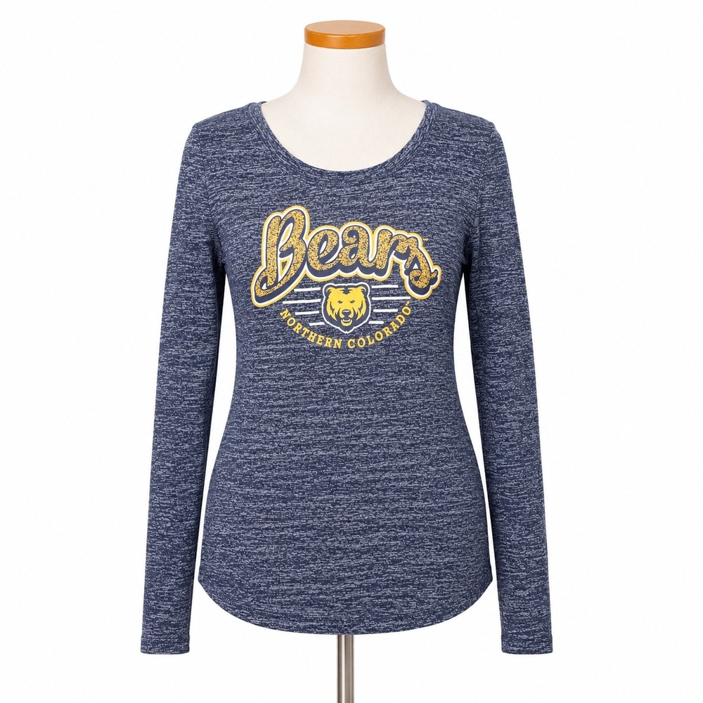 Creative Apparel Northern Colorado Bears Women M Blue Heather Long Sleeve Shirt